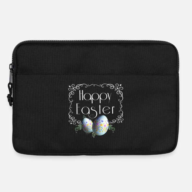 Happy Easter Schriftzug mit Ostereier - Laptoptasche 13" - Schwarz