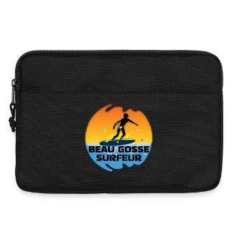 beau gosse surfeur soleil dégradé océan - Sacoche pour ordinateur portable 13 pouces - noir - Devant