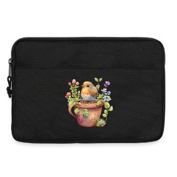 Rouge-gorge aquarelle dans le jardin de pot - Sacoche pour ordinateur portable 13 pouces - noir - Devant