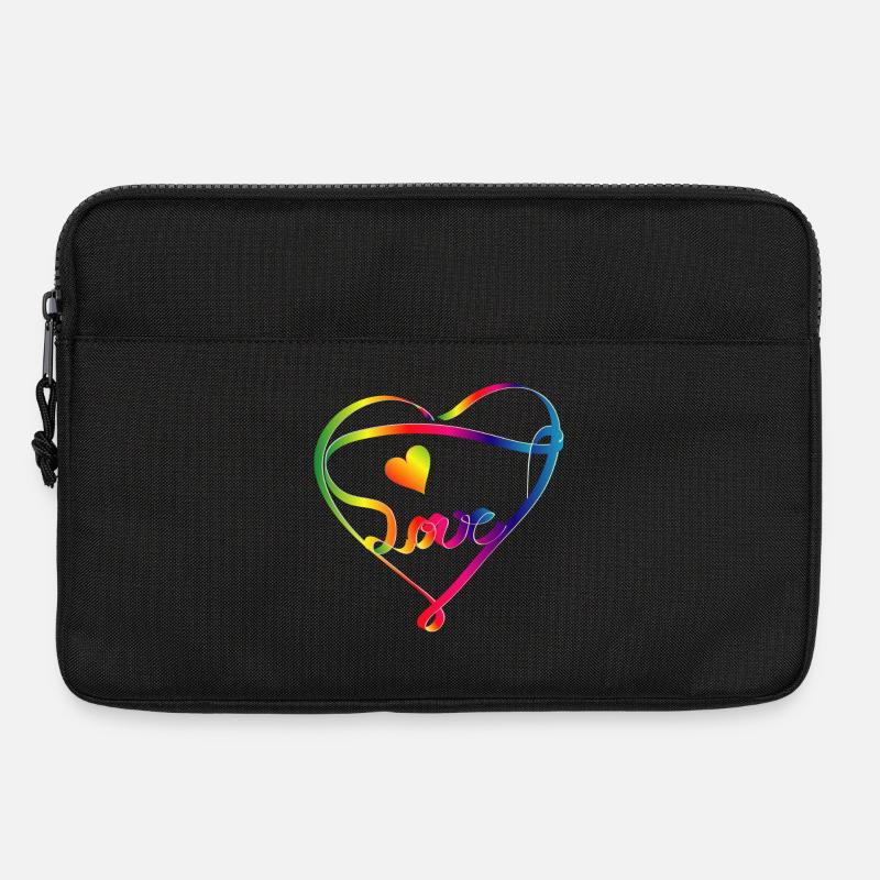 buntes Band in Herz Form und Regenbogen Farben - Laptoptasche 13" - Schwarz
