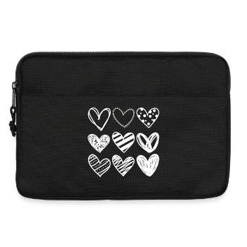Doodle Herzen Sketchset - Laptoptasche 13" - Schwarz - Vorne