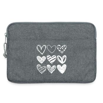 Doodle Herzen Sketchset - Laptoptasche 13" - Grau meliert - Vorne