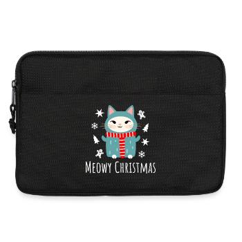 Meowy Christmas - Chat de Noël mignon - Sacoche pour ordinateur portable 13 pouces - noir - Devant