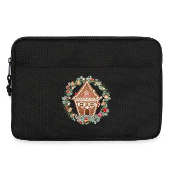 Gingerbread house in eucalyptus wreath for Christmas - Laptop bag 13" - black - Front