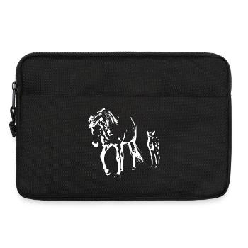 cheval blanc cheval blanc t-shirt cadeau cavalier - Sacoche pour ordinateur portable 13 pouces - noir - Devant
