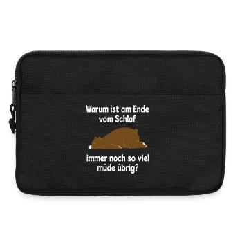 Müde schlafen Bär Lustiger Spruch - Laptoptasche 13" - Schwarz - Vorne