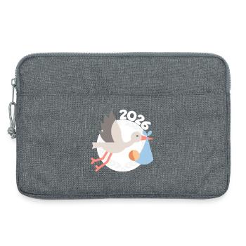 Storch mit Baby 2026 - Laptoptasche 13" - Grau meliert - Vorne