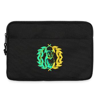 Leopard tiger cat laurel wreath - Laptop bag 13" - black - Front