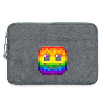 Pixelated Rainbow Smile Face - Laptop bag 13" - heather grey - Front