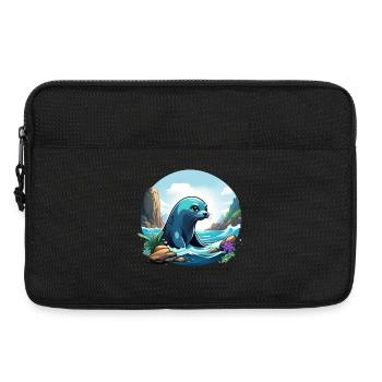 Phoque sur la côte - Sacoche pour ordinateur portable 13 pouces - noir - Devant
