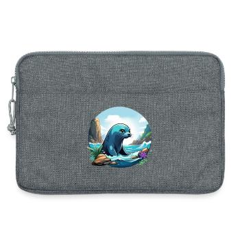 Phoque sur la côte - Sacoche pour ordinateur portable 13 pouces - gris chiné - Devant