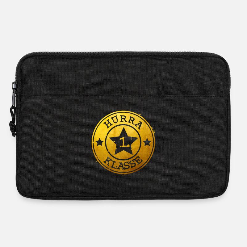 Hurra 1. Klasse - goldenes Emblem mit Stern - Laptoptasche 13" - Schwarz