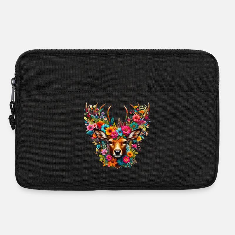 Hirsch mit Blumen geschmückt - Laptoptasche 13" - Schwarz