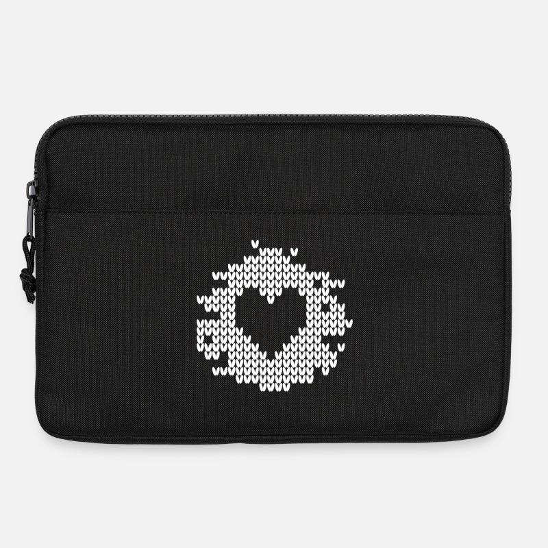 Herz Strickmuster Schnee Weihnachten Xmas Liebe - Laptoptasche 13" - Schwarz