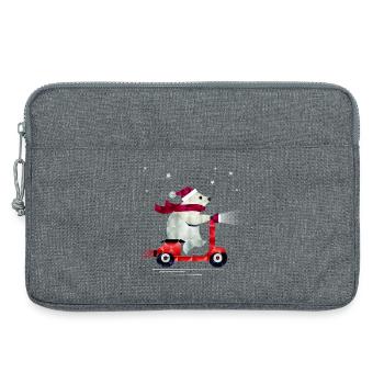 Eisbär im Weihnachtsoutfit auf einem Roller - Laptoptasche 13" - Grau meliert - Vorne