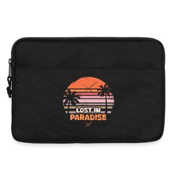 Lost in Paradise – Retro Palm Trees Sunset Logo - Laptop bag 13" - black - Front