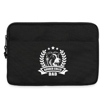 "Border Collie Dad" mit Banner und Ährenkranz - Laptoptasche 13" - Schwarz - Vorne