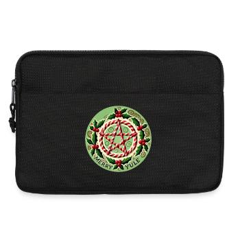 Motif pentagramme festif en houx et canne à sucre - Sacoche pour ordinateur portable 13 pouces - noir - Devant