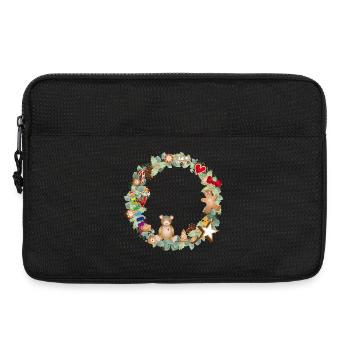 Couronne de Noël colorée avec des jouets et du pain d’épice - Sacoche pour ordinateur portable 13 pouces - noir - Devant