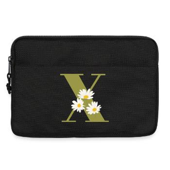 Letter x Green Daisies - Laptop bag 13" - black - Front