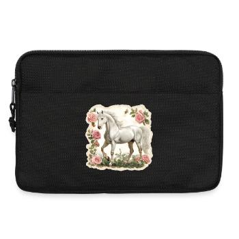 Pferd Vintage Blumen - Laptoptasche 13" - Schwarz - Vorne