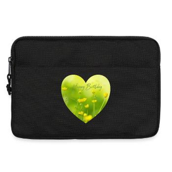 Gelbes Blumenherz zum Geburtstag - Laptoptasche 13" - Schwarz - Vorne
