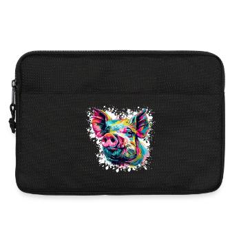 Explosion de couleurs Pop Art Pig Head - Sacoche pour ordinateur portable 13 pouces - noir - Devant