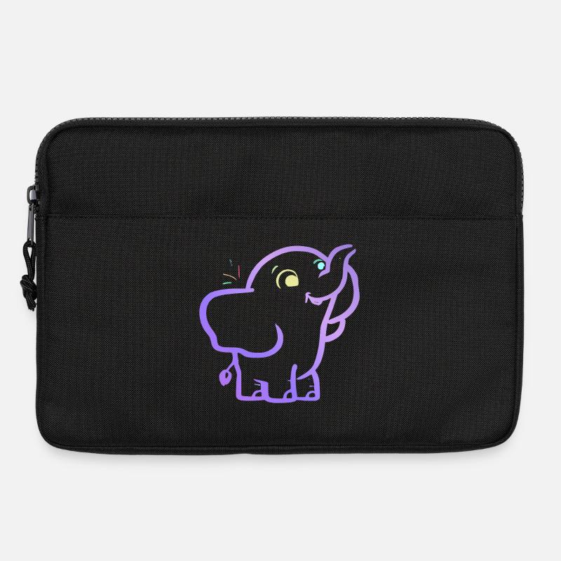 Fröhlicher, lila Umriss Elefant - Laptoptasche 13" - Schwarz