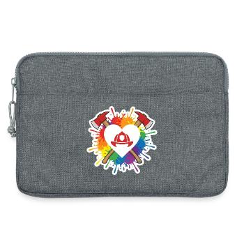 Cœur de pompier Fierté arc-en-ciel Hache d’amour - Sacoche pour ordinateur portable 13 pouces - gris chiné - Devant