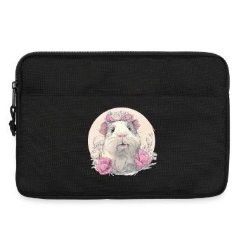 Guinea pig with flowers - Laptop bag 13" - black - Front