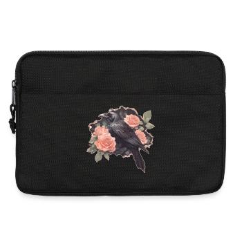 Rabe mit Rosen - Laptoptasche 13" - Schwarz - Vorne