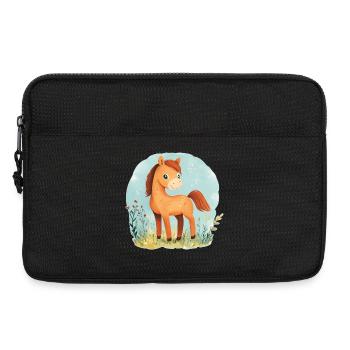 Pferd auf Wiese - Laptoptasche 13" - Schwarz - Vorne