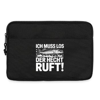 Angler Spruch Hecht - Laptoptasche 13" - Schwarz - Vorne