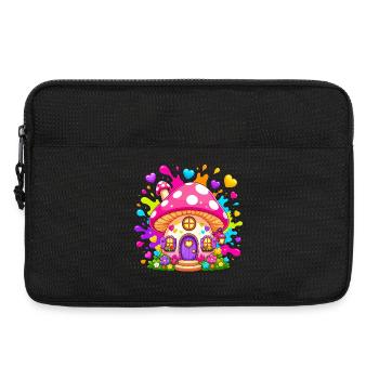 Fairytale mushroom house with heart windows - Laptop bag 13" - black - Front