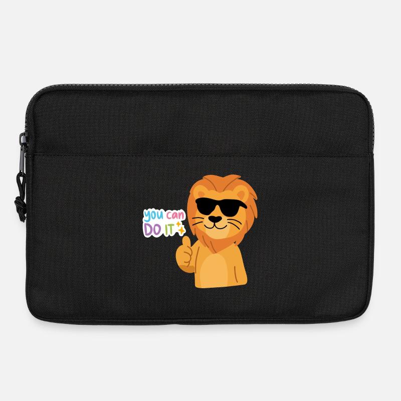 Süßer Löwe mit der Brille - Laptoptasche 13" - Schwarz