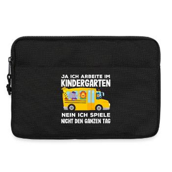 Arbeite Im Kindergarten Lustiger Erzieher Spruch - Laptoptasche 13" - Schwarz - Vorne