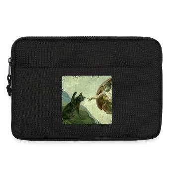 Chat gifle la main de Dieu Mème des chats drôles - Sacoche pour ordinateur portable 13 pouces - noir - Devant