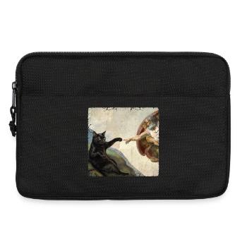 Chat gifle la main de Dieu Mème des chats drôles - Sacoche pour ordinateur portable 13 pouces - noir - Devant