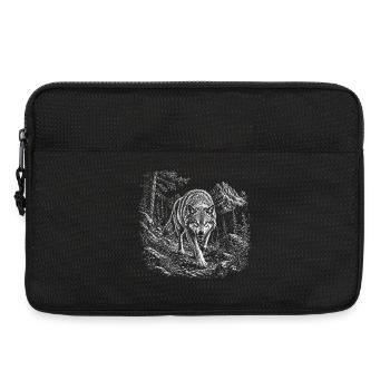 Loup sauvage dans un paysage montagneux dans un style graveur - Sacoche pour ordinateur portable 13 pouces - noir - Devant
