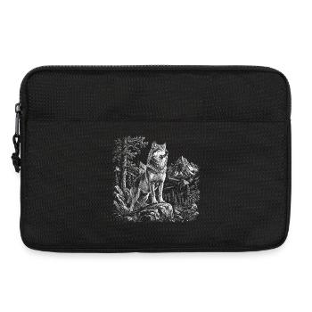 Loup fier dans un paysage montagneux sauvage - Sacoche pour ordinateur portable 13 pouces - noir - Devant
