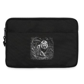 Lion rugissant dans un paysage de savane sauvage - Sacoche pour ordinateur portable 13 pouces - noir - Devant