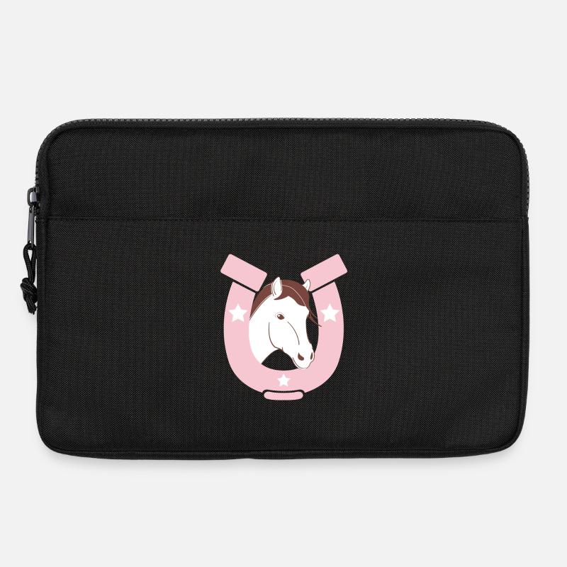 Für Pferdefreunde - Süßes Pferd mit rosa Hufeisen - Laptoptasche 13" - Schwarz