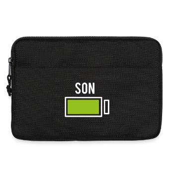 Sohn Partnerlook Partner Bro Batterie Akku Familie - Laptoptasche 13" - Schwarz - Vorne