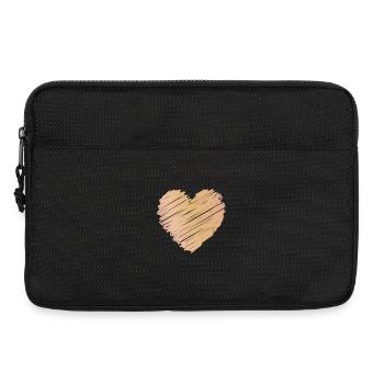 Cœur minimaliste en or rose dans le style croquis - Sacoche pour ordinateur portable 13 pouces - noir - Devant