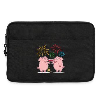 Glücksschwein Glücksbringer Silvester Neujahr - Laptoptasche 13" - Schwarz - Vorne