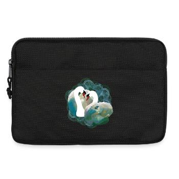 Elegant pair of swans with river motifs - Laptop bag 13" - black - Front