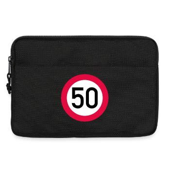 50th birthday Attention! Traffic sign 50 Km/h - Laptop bag 13" - black - Front