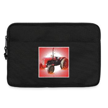 Roter Traktor mit Strahlendes Muster - Laptoptasche 13" - Schwarz - Vorne