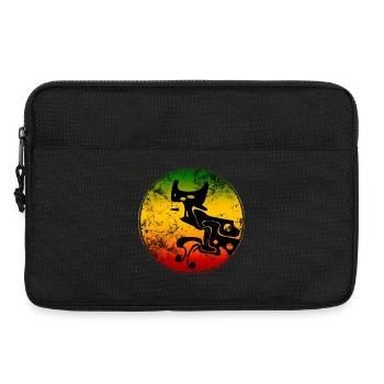 Silhouette abstraite de chat sauvage aux couleurs reggae - Sacoche pour ordinateur portable 13 pouces - noir - Devant