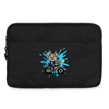 Souris rat fromage moto bande dessinée bande dessinée - Sacoche pour ordinateur portable 13 pouces - noir - Devant